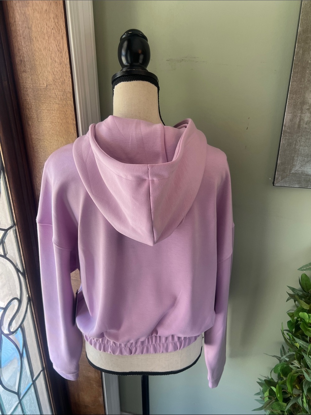 Cropped Lavender Drawstring Hoodie - Picture 10 of 13